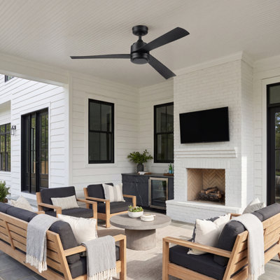 Mule Avani 52" Matte Black Damp Rated Ceiling Fan with Matte Black Blades and LED Light