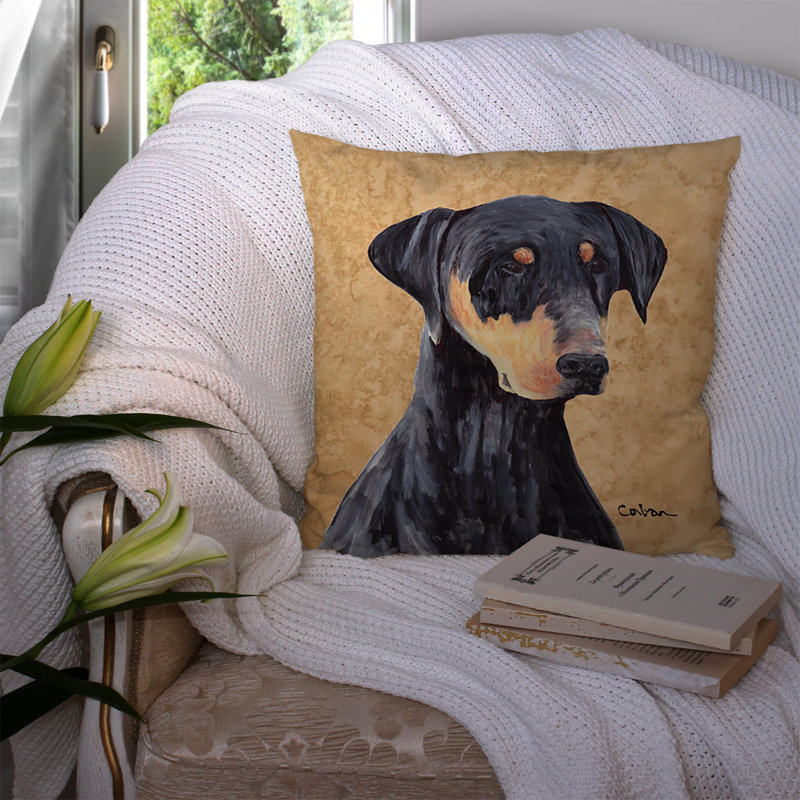 Coussin décoratif intérieur/extérieur doberman head