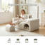 Fauteuil rembourré de 55,1 po avec coussins moelleux et repose-pieds pour animaux de compagnie, beige