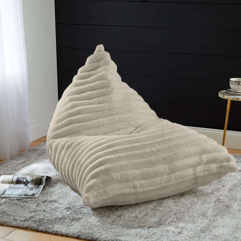 Grand fauteuil à billes en fausse fourrure, 100 % polyester brun clair