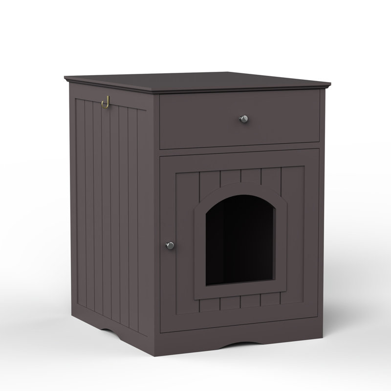 Enceinte en bois pour litière pour chat avec tiroir, Brun