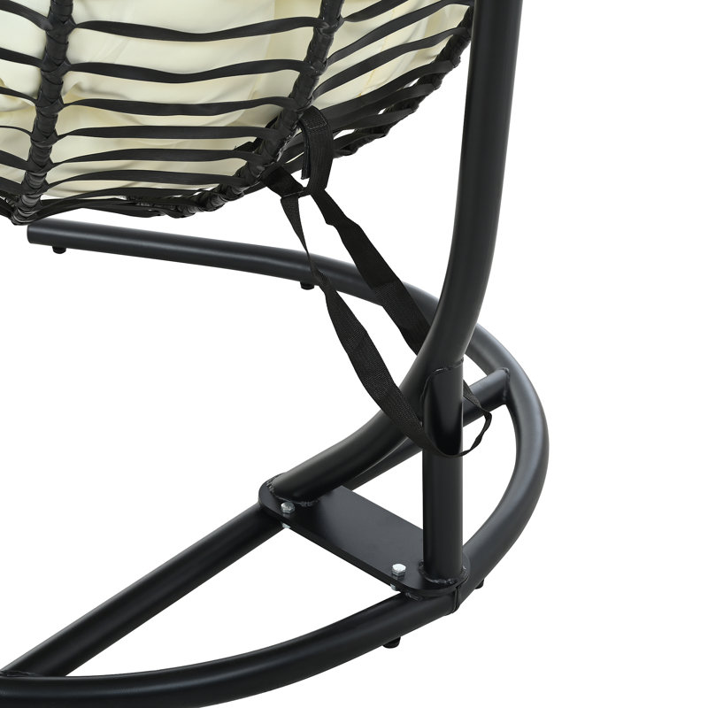 Chaise hamac suspendue d'intérieur pour l'extérieur avec support, Beige, Noir