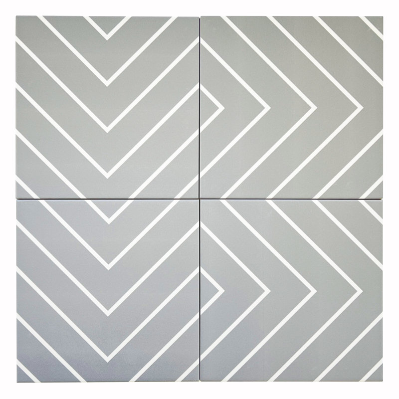 Astoria 8" x 8" Patterned Porcelain Wall & Floor Tile, Gray