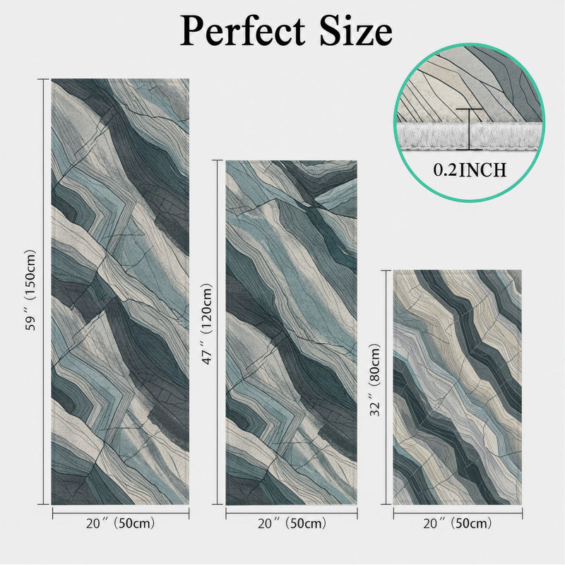 Blue Wave Non-Slip Washable Kitchen Mats