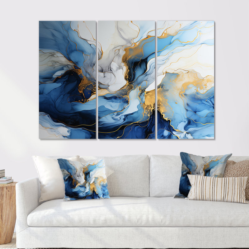 Ocean Sunset Dreams - ensemble de décorations murales vagues, Toile tendue, H 40 po x l 60 po x P 1 po