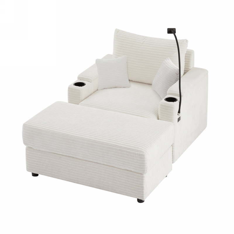Canapé simple de 41,7 po de style moderne avec espace de rangement, Beige