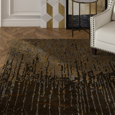 Knightsville Authentic Hand-Tufted Handmade Brown & Blue Abstract Wool Area Rug