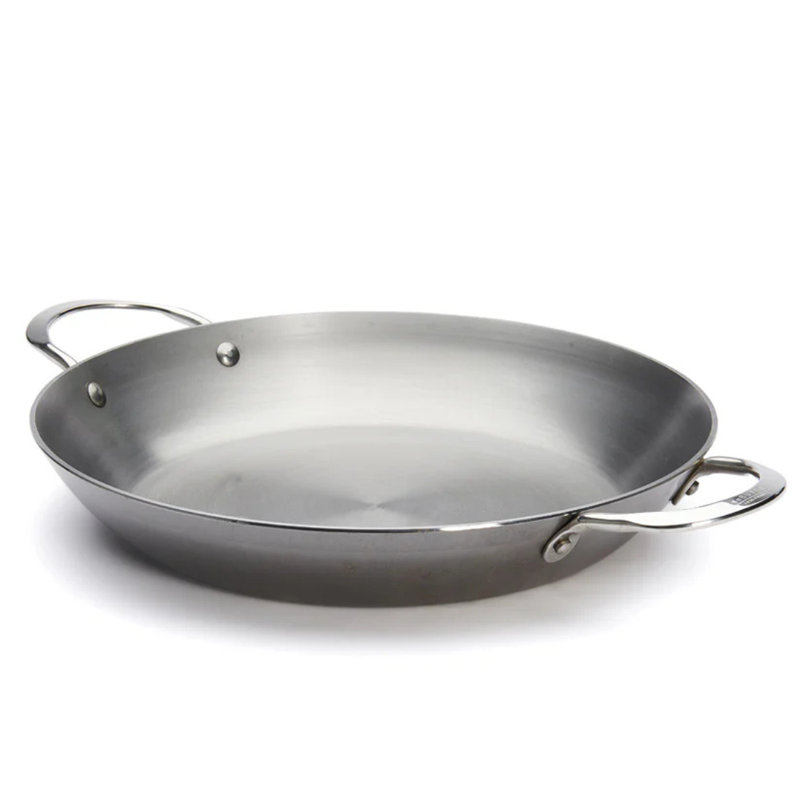 Poêle à paella en acier au carbone à 2 poignées de 12,5 pouces De Deer Minéral B Element