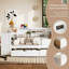 Lit de jour de coin simple blanc élégant avec tiroirs de rangement, bureau et port de charge - Mobilier de chambre à coucher peu encombrant-1631770475
