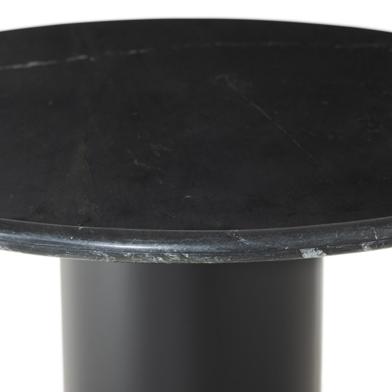 Kenneth 38'' Black Marble Round Pedestal Dining Table
