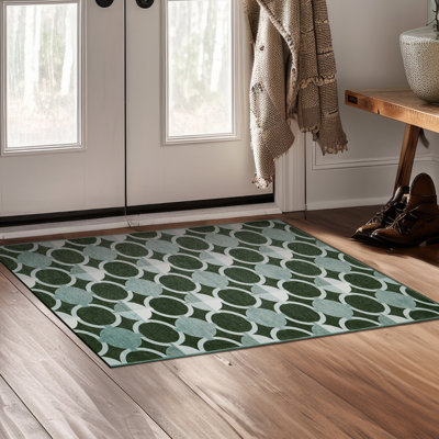 Tapis lavable vert sauge foncé lavable Dula 5 x 7