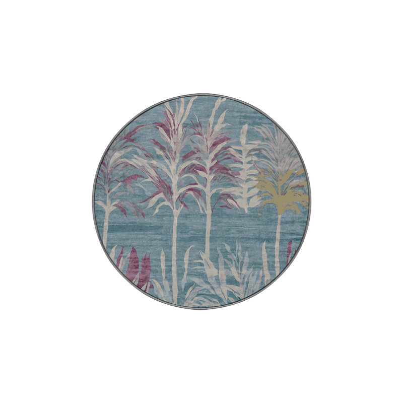Tapis gris lavable à la machine, Rond 4 pi