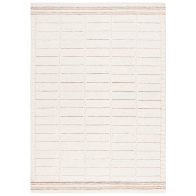 Metro Hand Tufted Wool Cotton Geometric Rug in Ivory/Brown