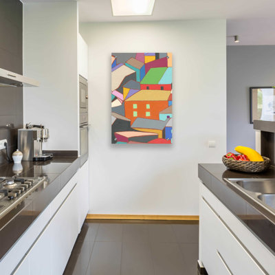 «Rooftops in Color III» par Nikki Galapon, art mural en verre acrylique