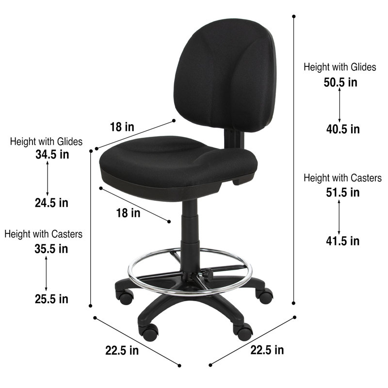 Calliope Task Stool 24.5" -34.5" Height., No