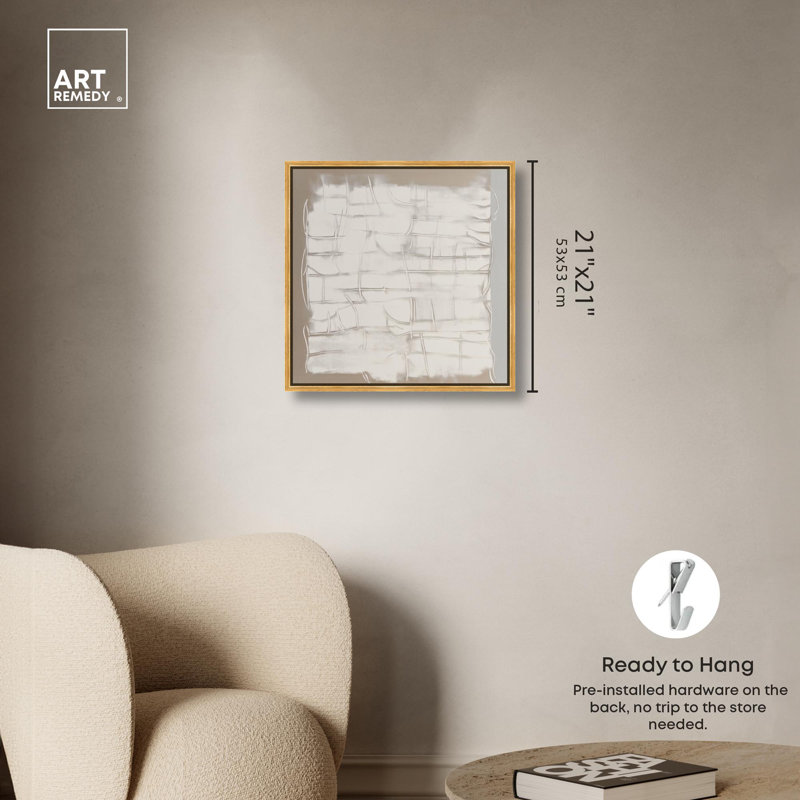 Art sous-jacent, art mural Boho, H 21 po x l 21 po, Cadre flottant doré
