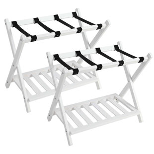 Porte-bagages pliable en bois avec tablette