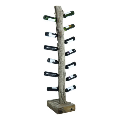 Marjo 13 Bottle Solid Wood Tabletop Wine Bottle Rack in Grey