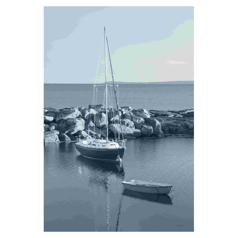 Au bord de la mer II avec bordure, H 18 po x l 12 po
