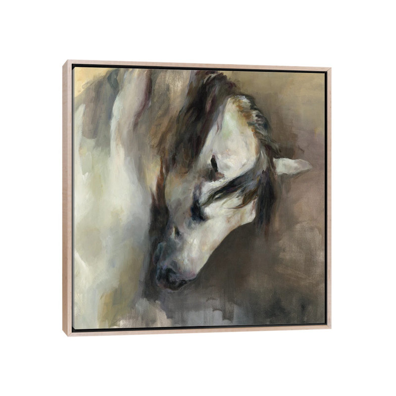 Classical Horse, 37" H x 37" W x 1.5" D, Natural Wood Floater Frame Canvas