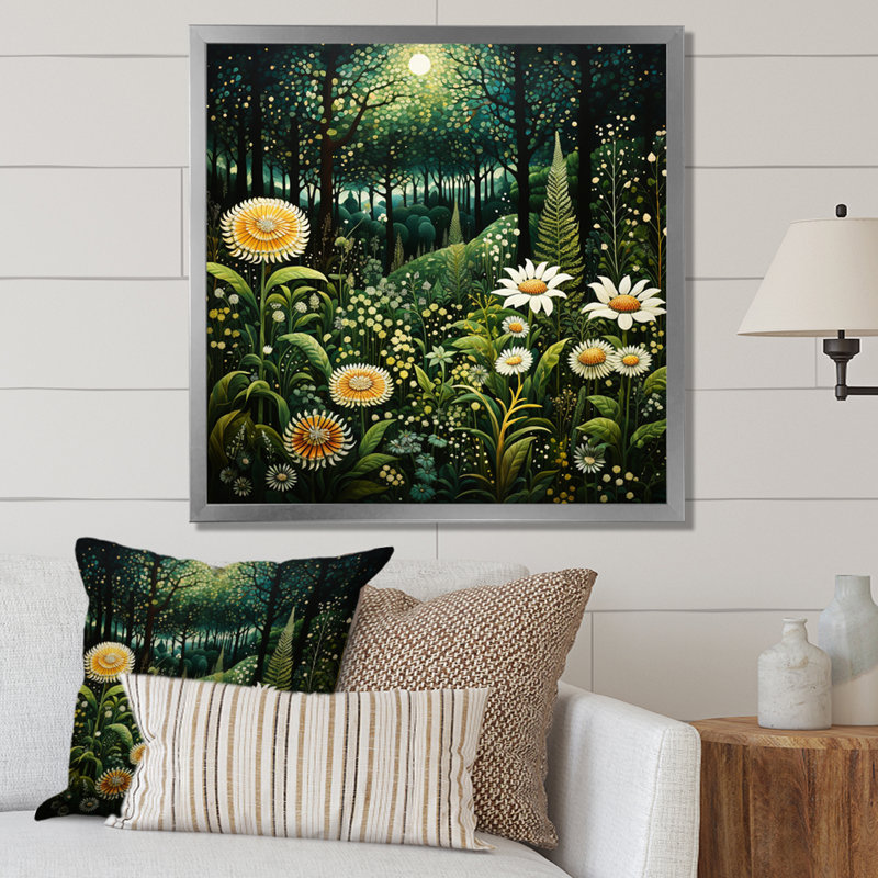 Ferns Plant Enchanted Forest III - impression, Cadre simple argenté, H 16 po x l 16 po x P 1 po