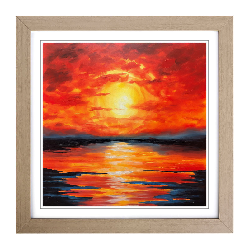 Sunrise Acrylic Painting No.1 - Framed Print, Oak