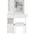 29.2" Left Drawer Vanity Table With Cushioned Stool, 2 Ac+2 Power Supply, Hair Dryer Bracket, Large Touch - Operated Sliding Led Mirror Three Color Lighting And Brightness Adjustment, Ideal For Small