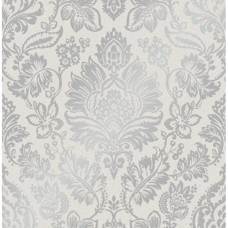 Ethan 10m x 53cm Semi-Gloss Wallpaper Roll, Grey/Silver