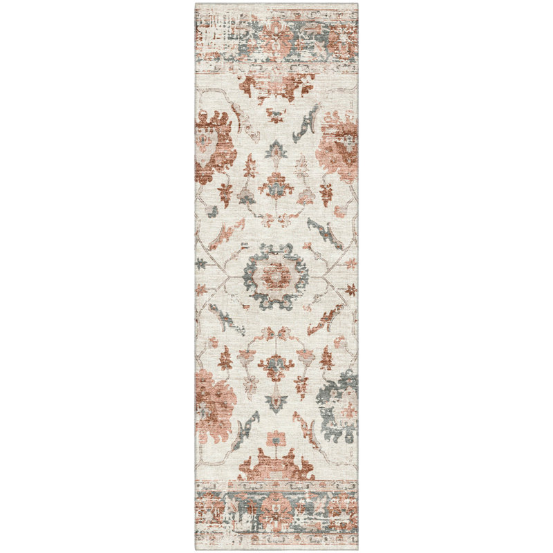 Premium Machine Washable Pirtle Border Rug, Runner 2'3" x 7'6"