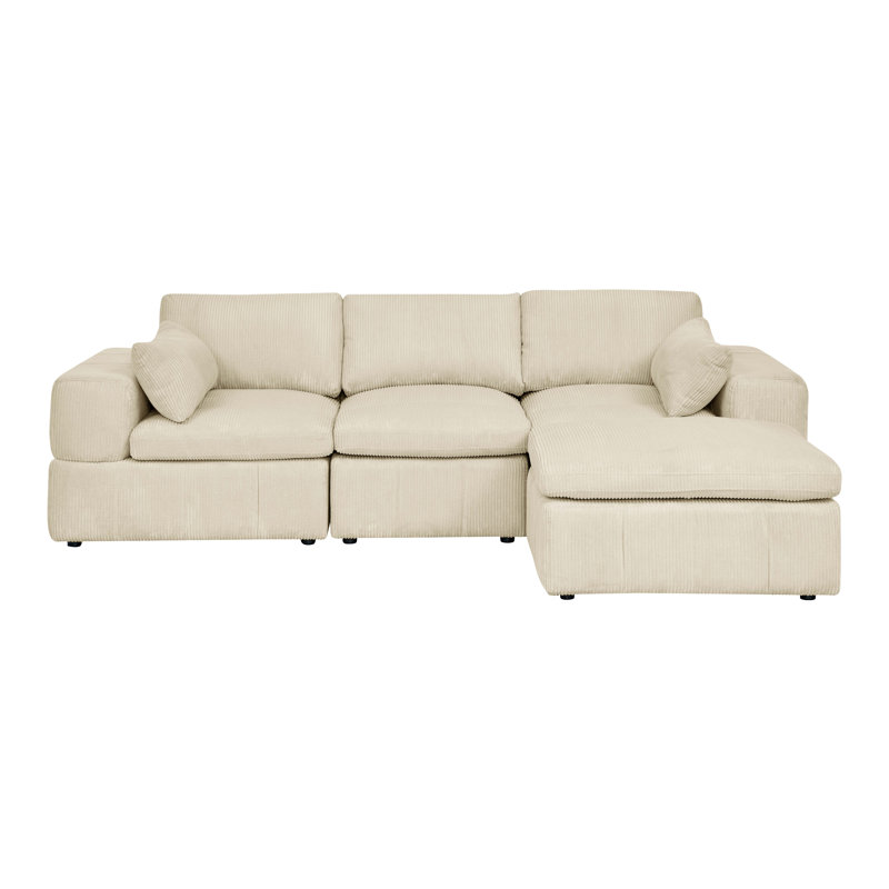 Plainesshi Corduroy Modular Sectional, Beige Corduroy