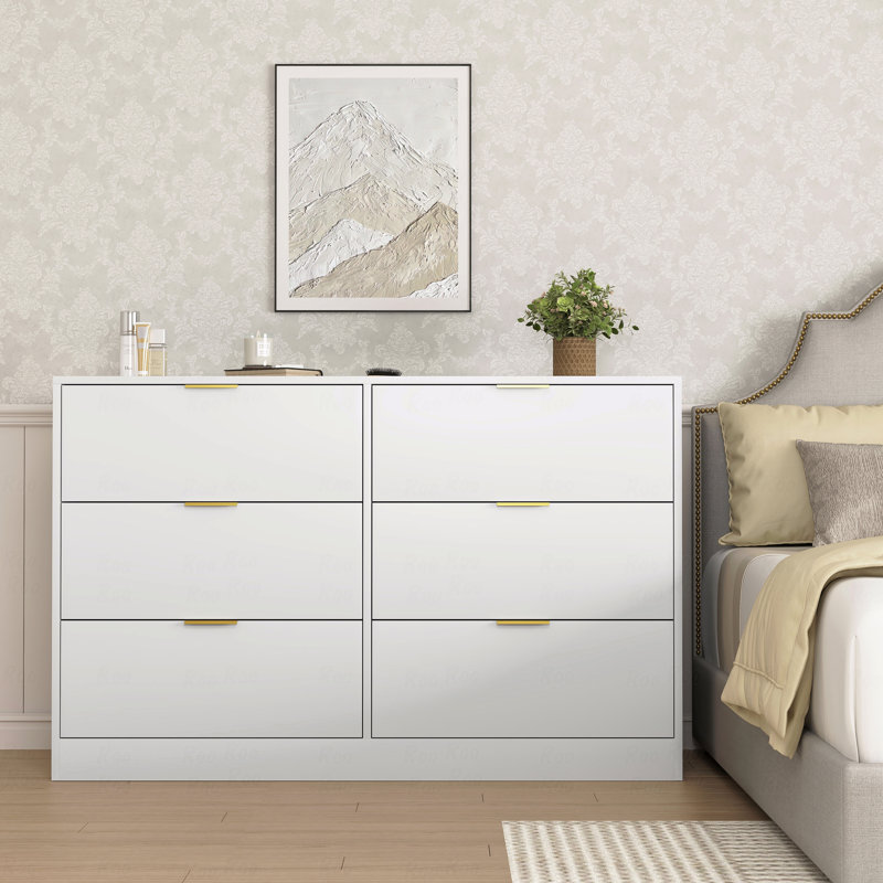 Commode à 6 tiroirs, style simplement moderne, commode pour chambre à coucher, salon, couloir et vestibule - grande armoire de rangement (commode / commode)
