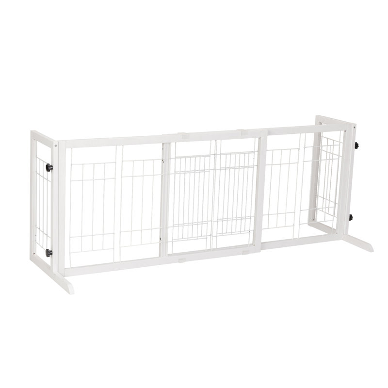 Barrière pour animaux autoportante, clôture pour escaliers, portes et couloirs, blanc