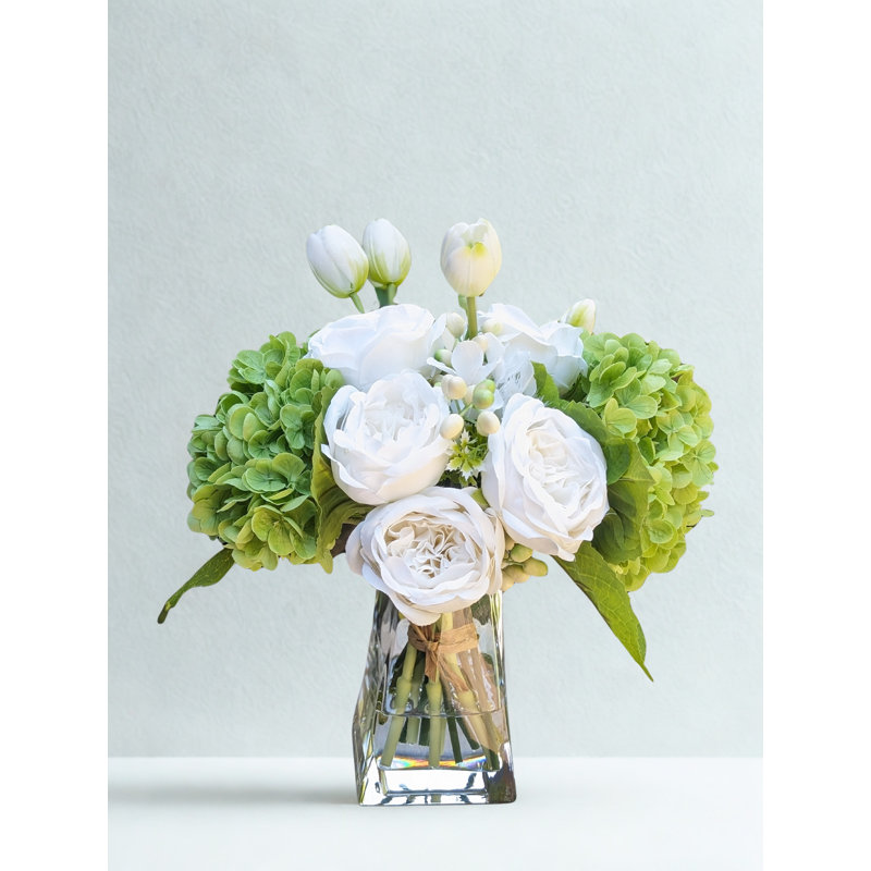 Green Hydrangea Real Touch Mixed Arrangement in Vase