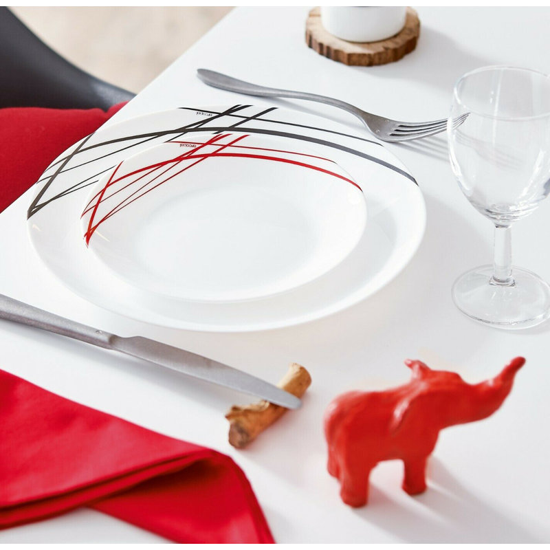 Domitille 18cm Dessert Plate, White/Red