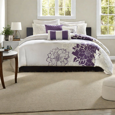 Ensemble de literie à motif floral de qualité supérieure 6 pièces en satin de coton avec coussins décoratifs pour le confort de la maison