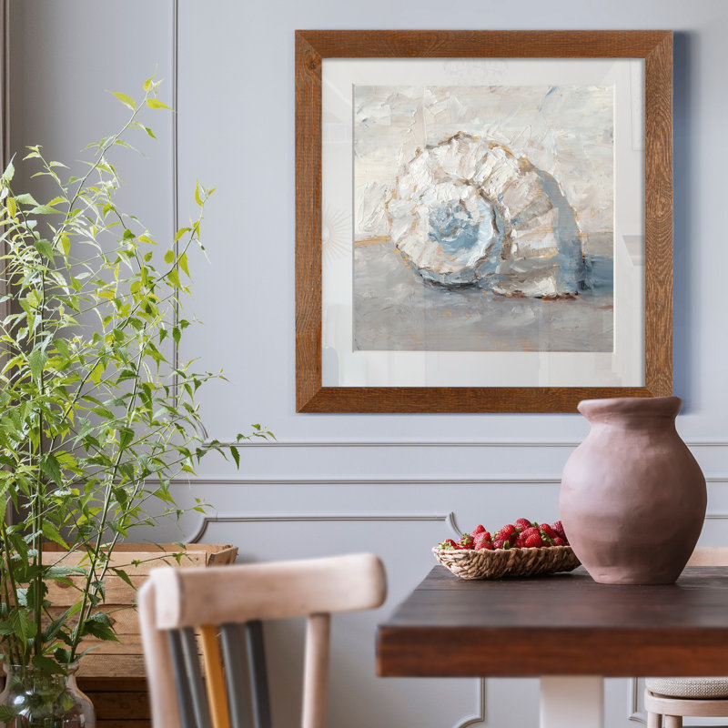 Blue Shell Study III-impression de cadre photo sur papier, H 35,5 po x l 35,5 po x P 1,5 po, Papier avec cadre érable