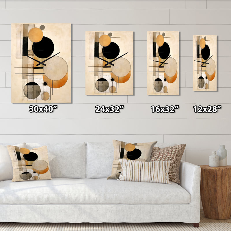 Cubisme beige Synergy - horloge murale moderne abstraite, Médium