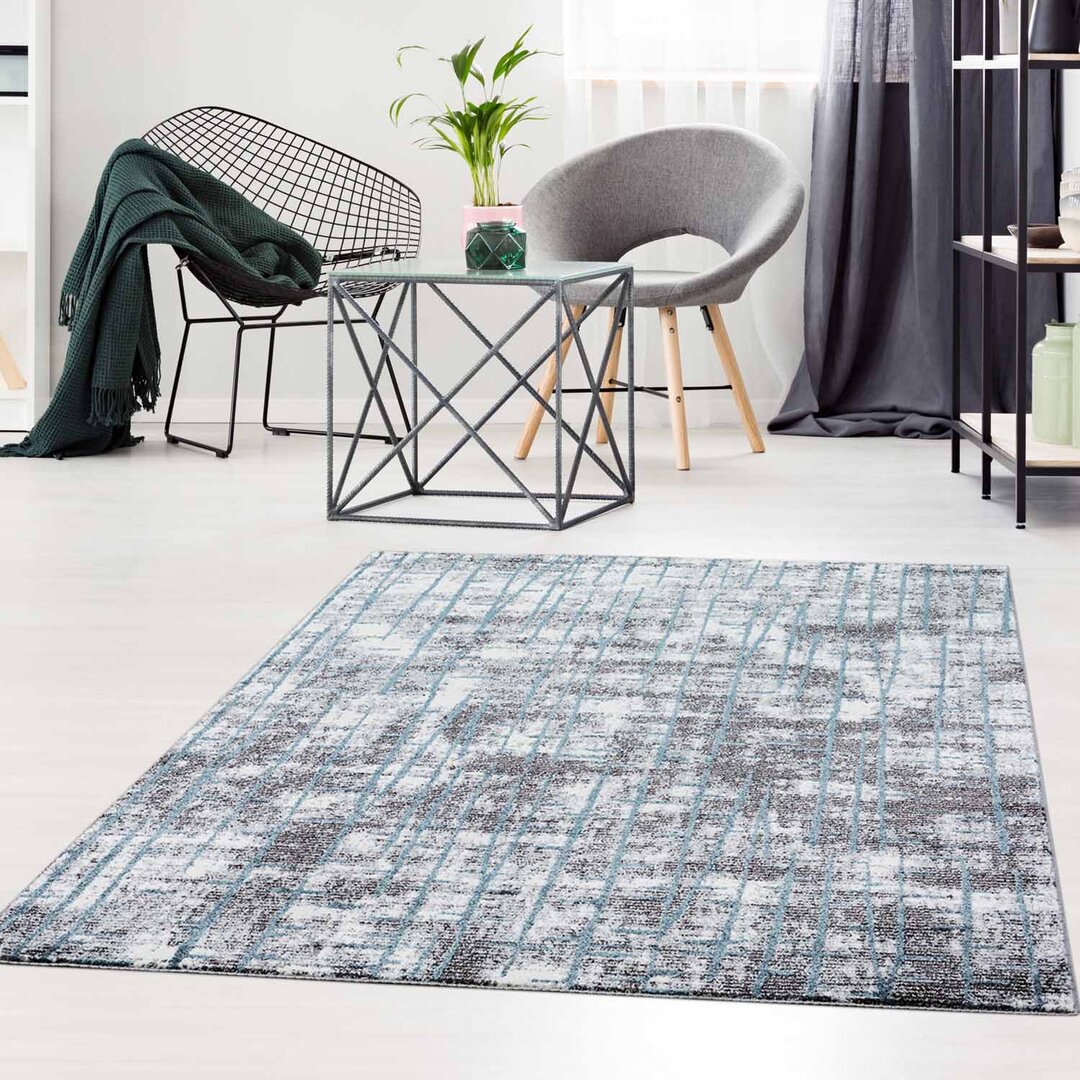 Teppich Moda 1139 Modern im Ethno-Look in Blau Wohnzimmer Piersten