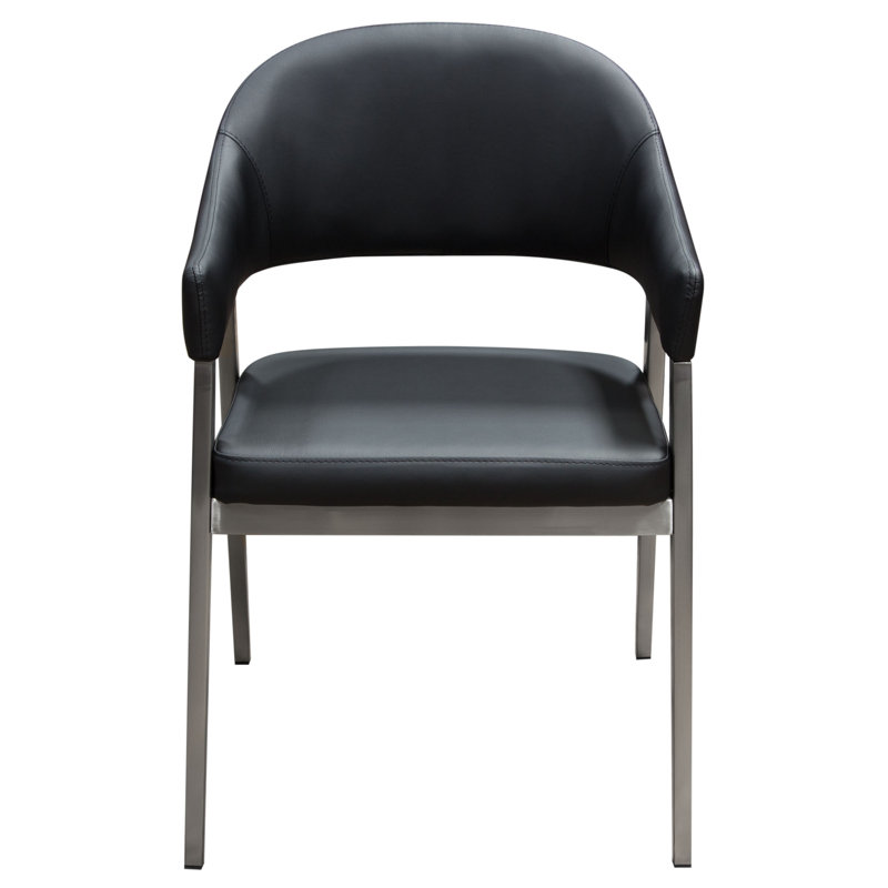 Adele Black Faux Leather Metal Frame Arm Chair Set of 2