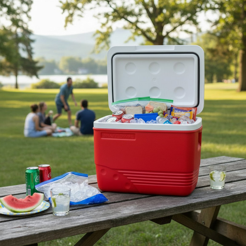 31.7 Qt Insulated Ice Box Cooler, Red