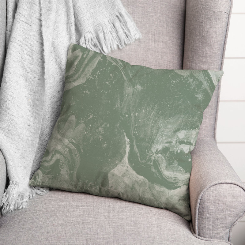 Abstract Outdoor Reversible Throw Pillow, Green