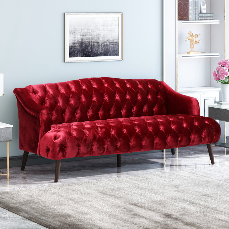 Housse confortable en tissu doux avec pieds et rembourrage en polyuréthane pour le salon et le bureau, Rouge vin