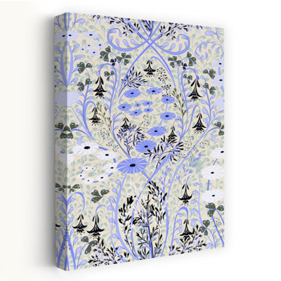 Élégant motif floral bleu classique délicat, nature printanière, impression murale