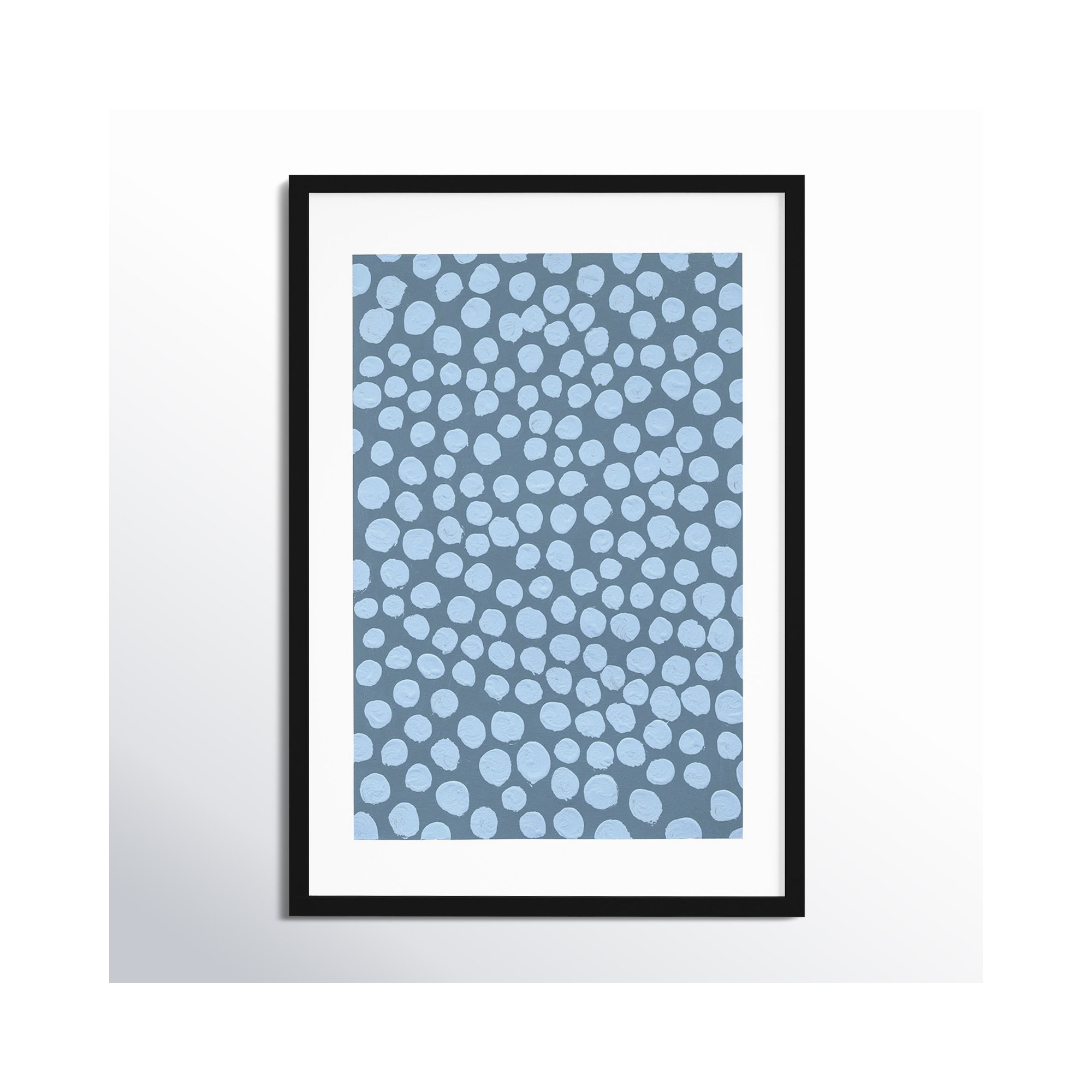 Periwinkle On Blue Gray by Michela Sorrentino, 50" H x 35" W x 1.25" D, Black