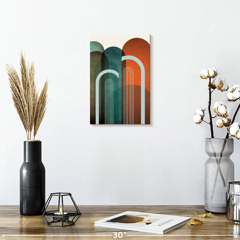 Avery Mid-Century Arches bleu sarcelle orange II, H 12 po x l 8 po