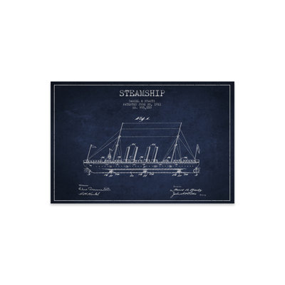 " Steamship Navy Blue Patent Blueprint " by Aged Pixel