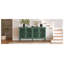 Buffet 60 "vert antique avec sculptures florales - Meuble télé et buffet en bois massif pour le salon