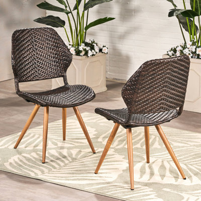 Élégantes chaises de salle à manger 2 pièces - Structure en fer et siège de soutien pour l'extérieur de 2 sièges