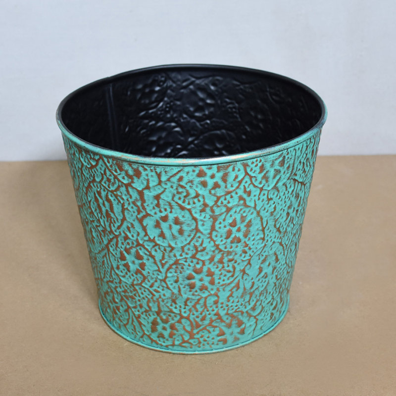 Handmade Metal Pot Planter, Dusy Light Green