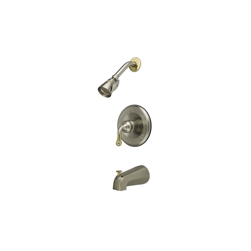Magellan Tub and Shower Faucet, Brushed Nickel/Polished Brass